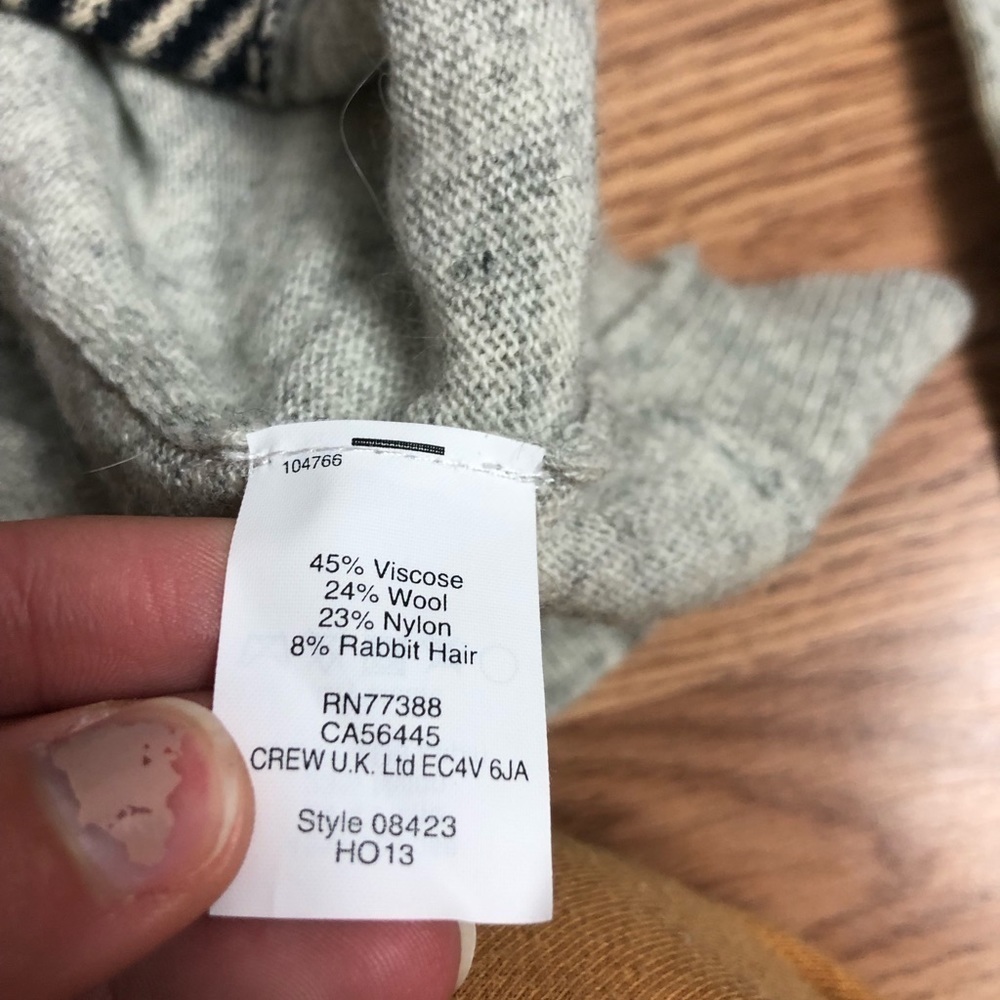 J. CREW Textured Stripe Sweater Wool Rabbit Large - Picture 5 of 6